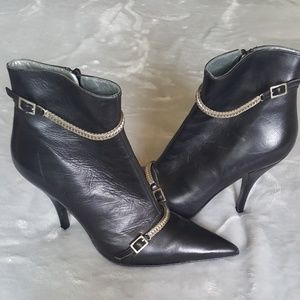 BCBG Max Azria black leather booties, size 7 1/2 B